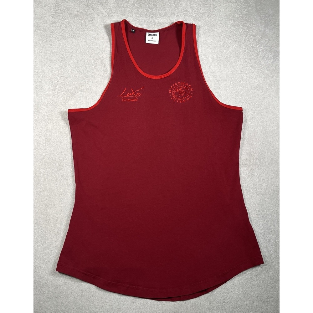 Gymshark Womens Luxe Tank Top Medium M Red Racerback Fitness Gym Athletic Cami - Picture 2 of 6